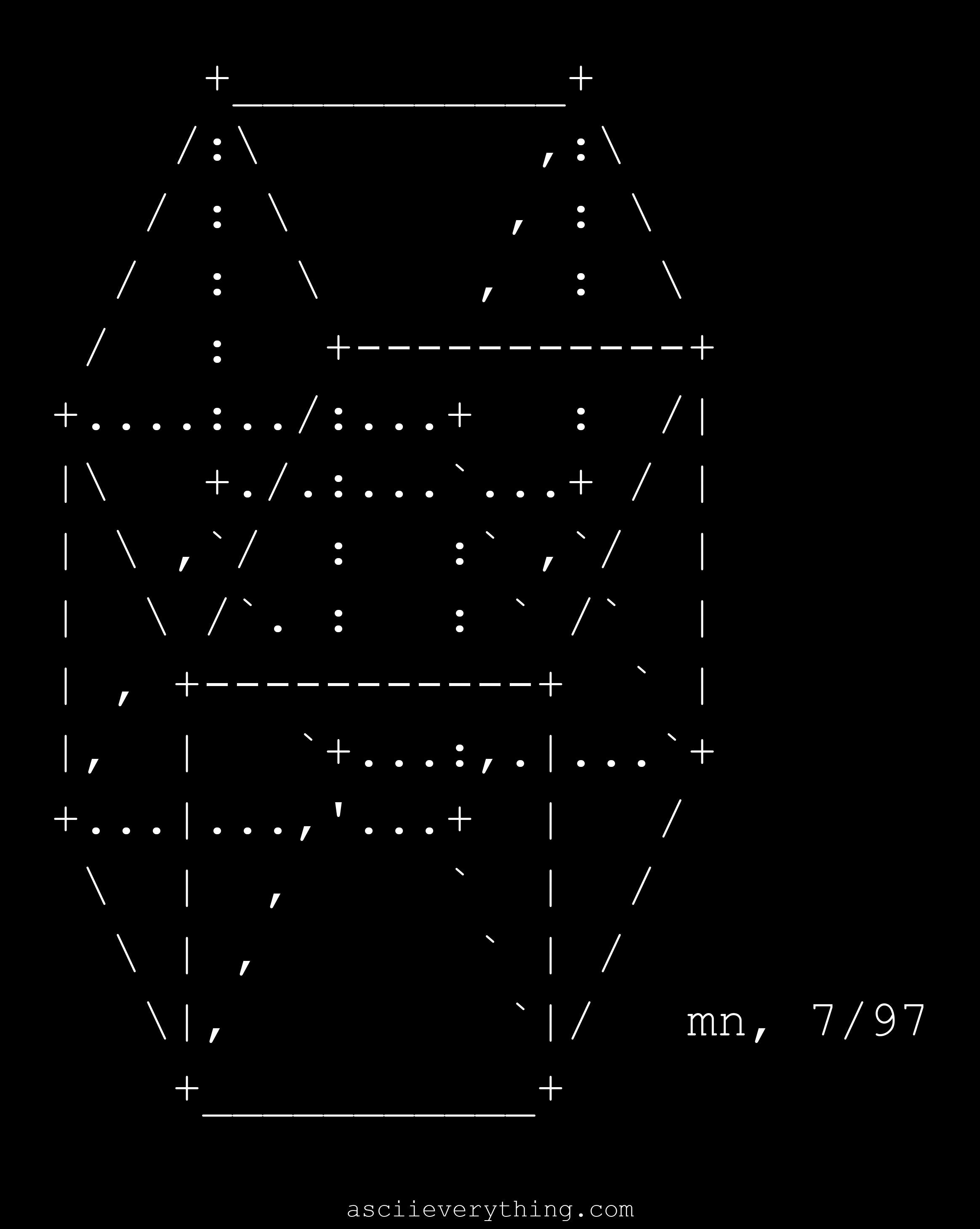 2-Dimensional Representation Of A 3-Dimensional Cross-Section Of A 4-Dimensional Cube - ASCII Art